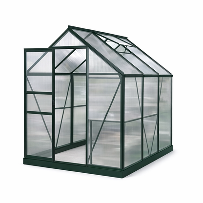 Serre de jardin aluminium 3,8 m² structure verte polycarbonate 4mm SerraBloom