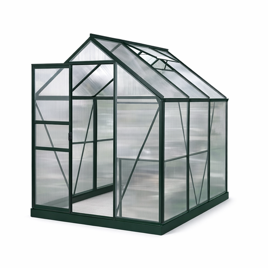 Serre de jardin aluminium 3,8 m² structure verte polycarbonate 4mm SerraBloom