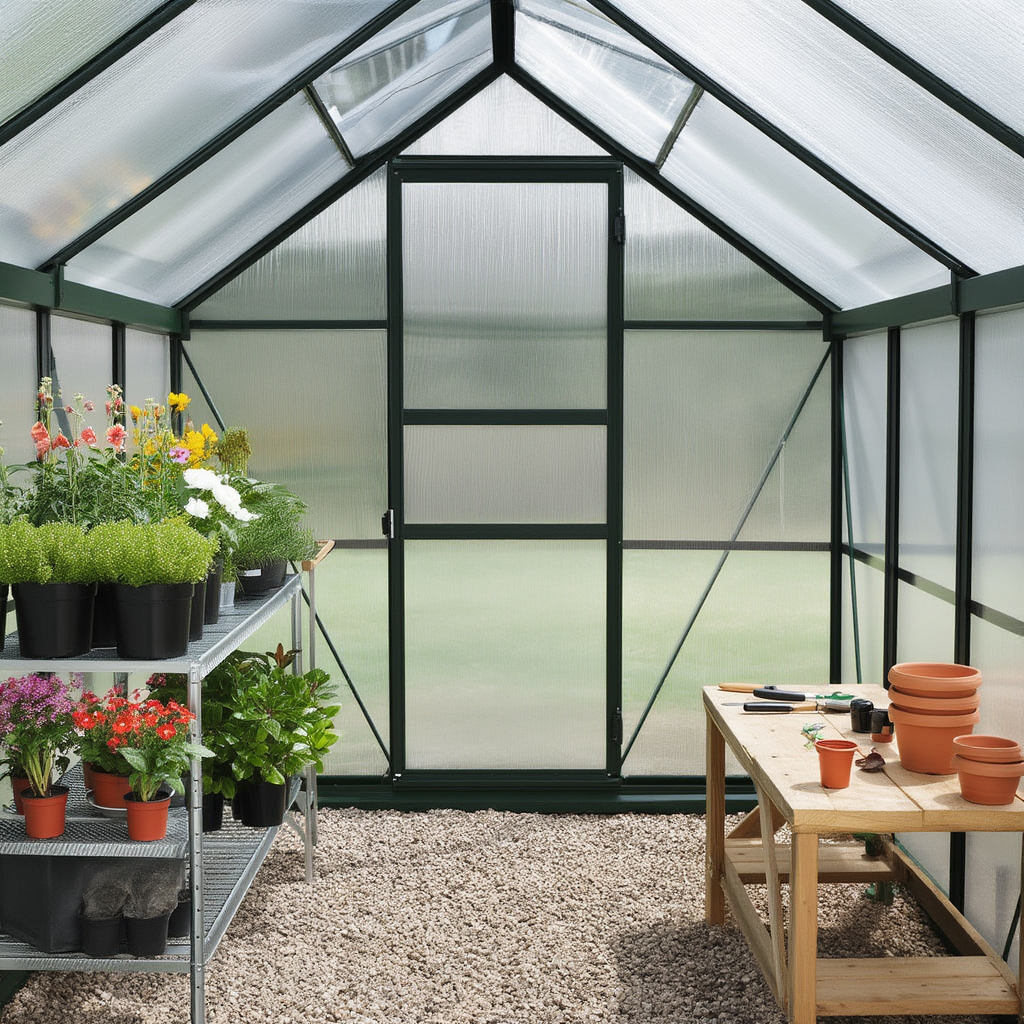 Serre de jardin aluminium 3,8 m² structure verte polycarbonate 4mm SerraBloom