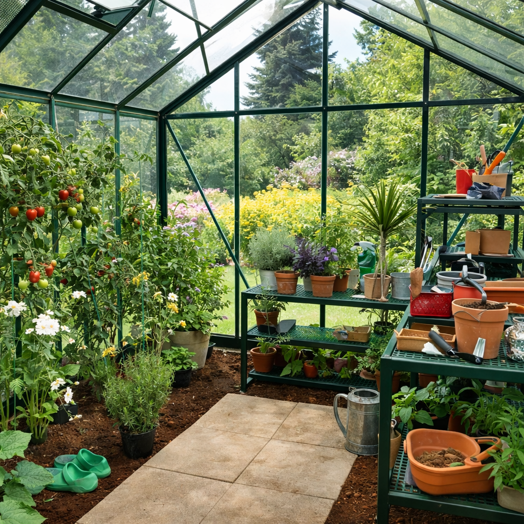 Serre de jardin aluminium 13 m² structure verte polycarbonate 4mm SerraBloom